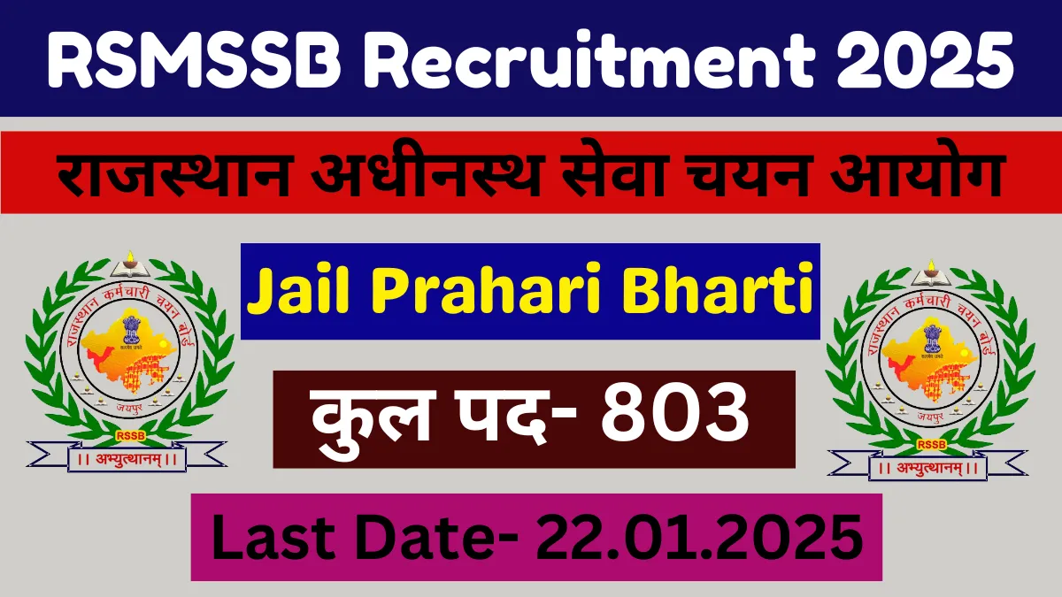 RSMSSB Jail Prahari Recruitment 2025