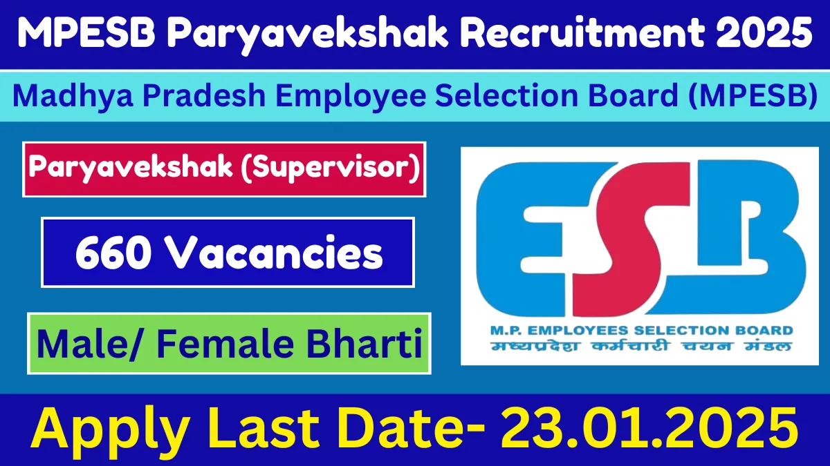 MPESB Paryavekshak (Supervisor) Recruitment 2025