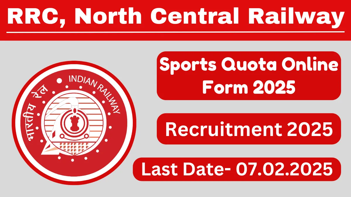 RRC North Central Railway Sports Quota Online Form 2025