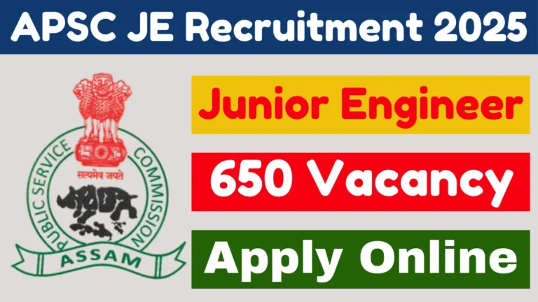 APSC Junior Engineer Online Form 2025