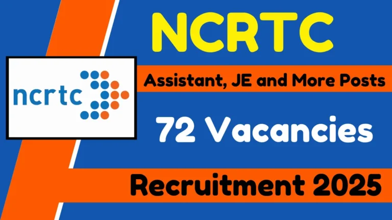 NCRTC Assistant, JE and More Posts online Form 2025