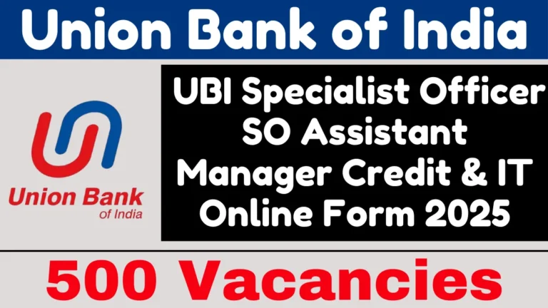 UBI SO Assistant Manager Online Form 2025