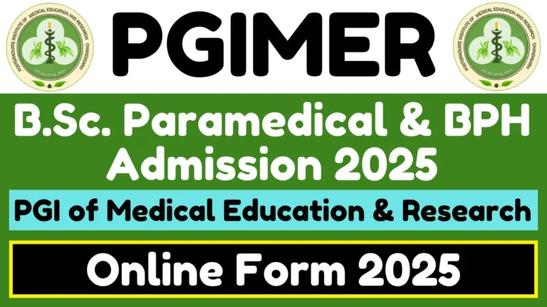 Chandigarh PGI B.Sc. Paramedical Online Form 2025