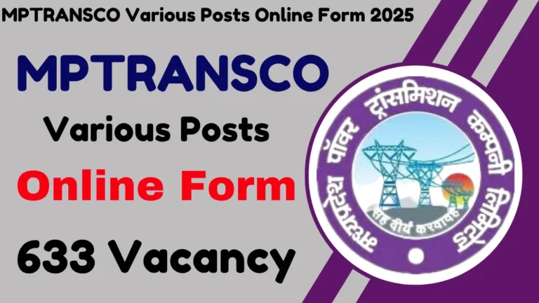 MPTRANSCO Various Posts Online Form 2025