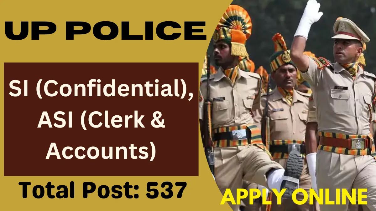 UP Police SI (Confidential) and ASI (Clerk & Accounts) Vacancy 2025