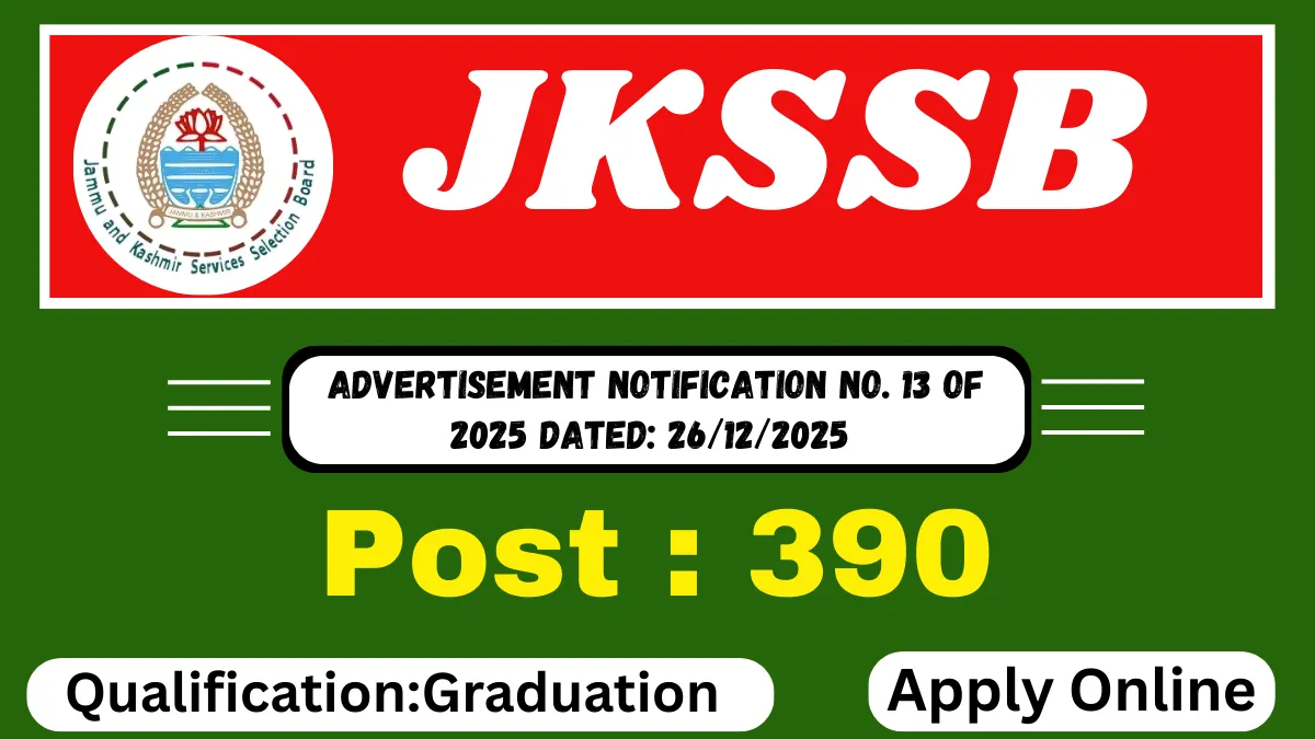 JKSSB various posts Vacancy 2026