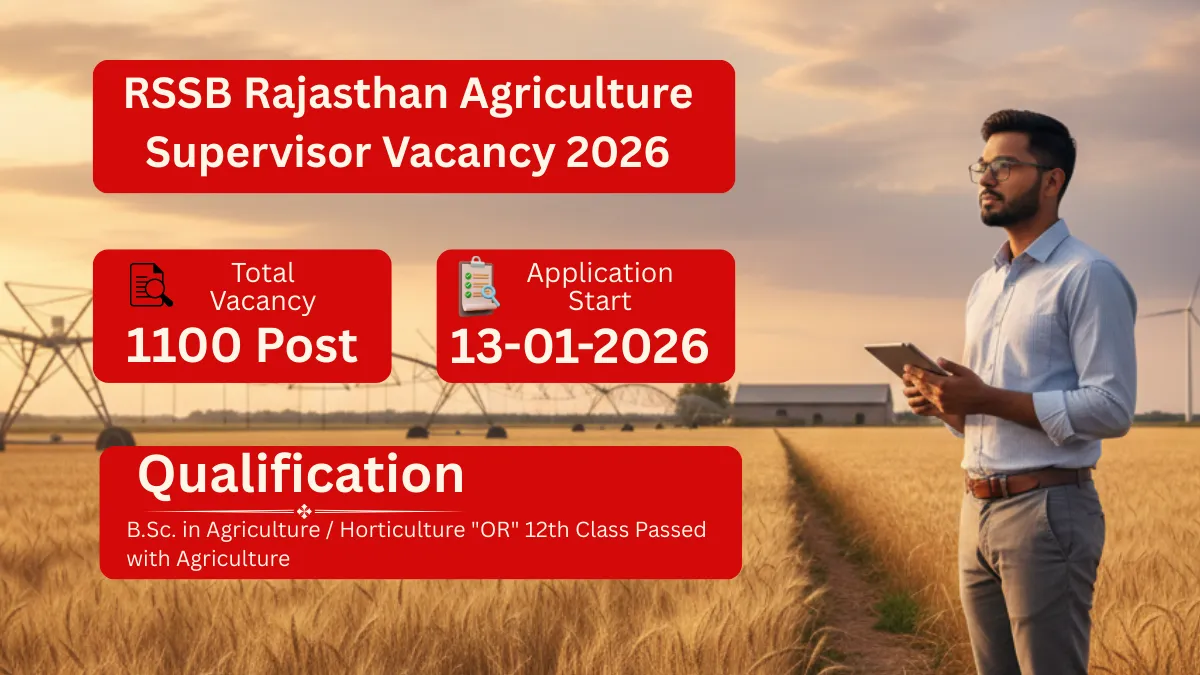 RSSB Rajasthan Agriculture Supervisor Vacancy 2026